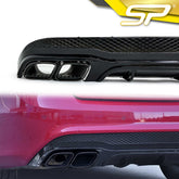 Schwarz Heckdiffusor + Auspuffblenden für Mercedes C207 Coupe A207 Cabrio E250 E350 AMG Line 2013-2017